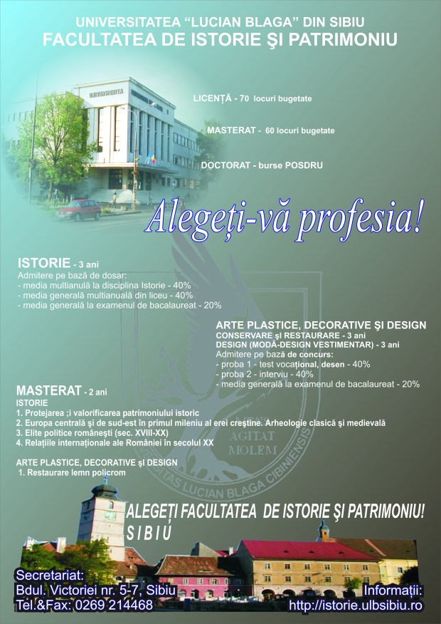 Fac de Ist si Patrimoniu Sibiu oferta 2010
