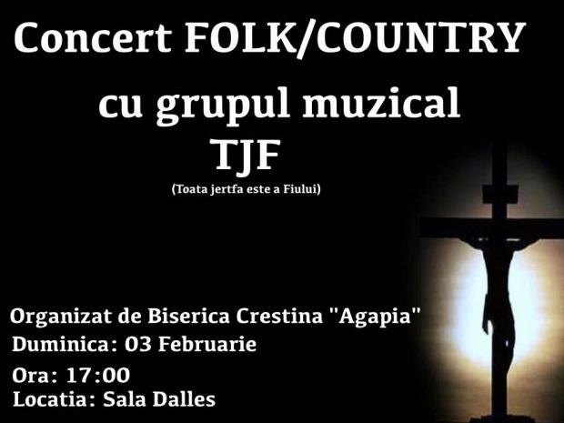 Afis Concert Folk-Country La Biserica Agapia Bucuresti 3.02.2013
