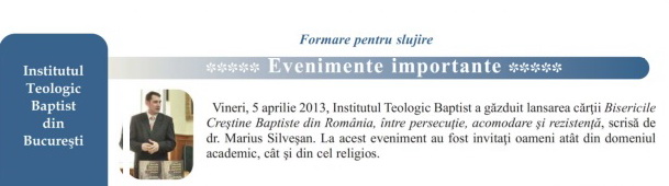 Newsletter ITB iunie 2013.Lansare carte Marius Silveșan aprilie 2013