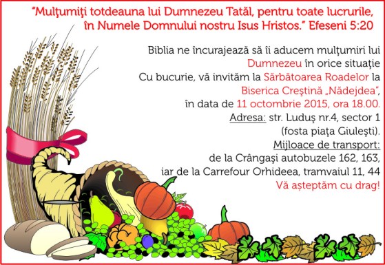 invitatie Nadejdea sarbatoarea Roadelor 2015