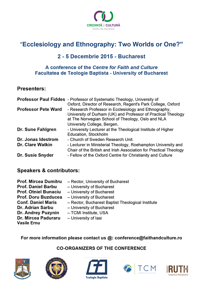 Conferință cu Paul Fiddes 2015