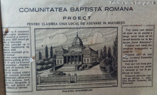 1920 - Proiect - Palatul Evangheliei în București