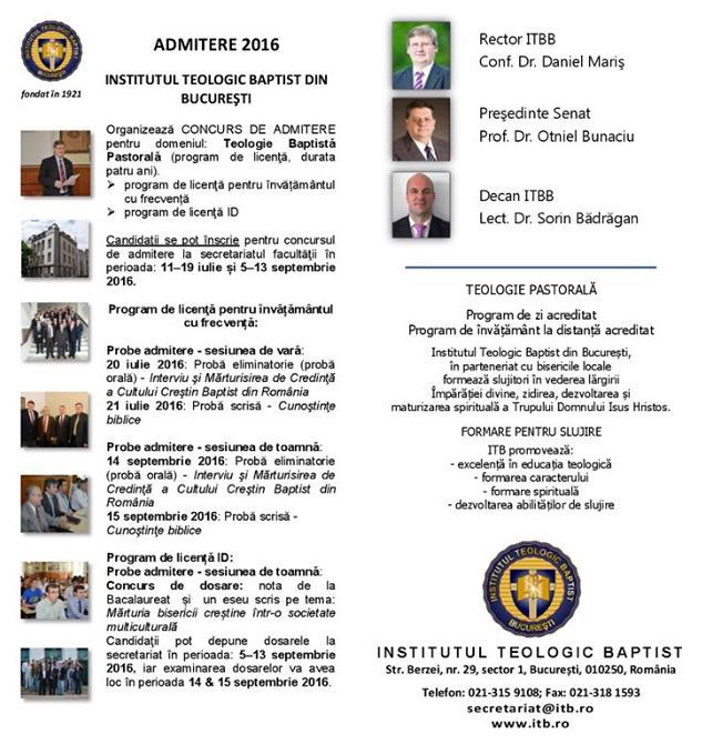 Admitere 2016 ITB Bucuresti