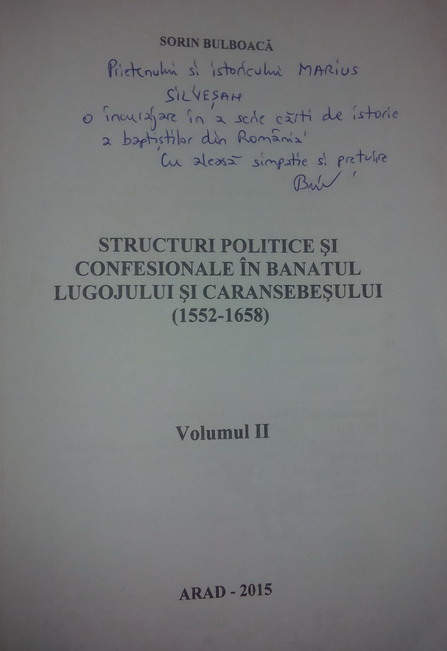 Sorin Bulboacă, Structuri politice si confesionale in Banatul Lugojului si caransebesului (1522-1658) (2)